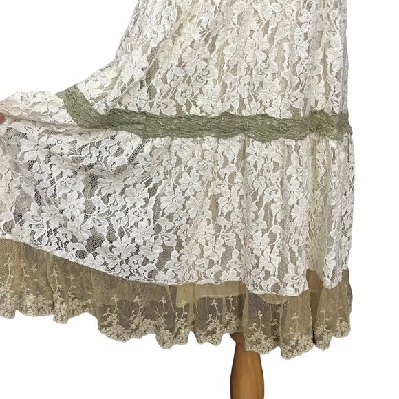 A’reve Cream Boho Lace Tiered Sleeveless Dress M - Picture 4 of 7
